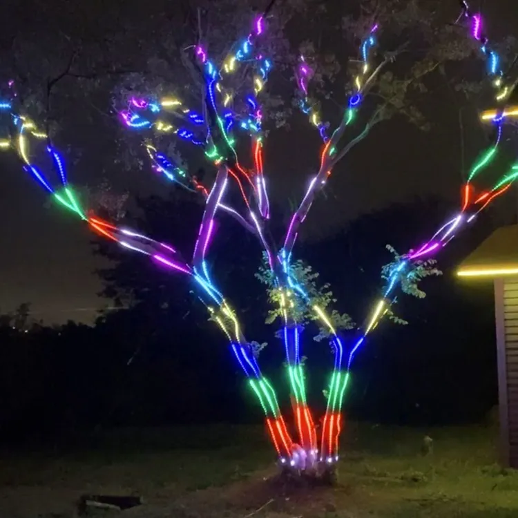 5V全彩RGB圣诞树节日婚庆装饰LED灯一拖多可蓝牙声控流水跑马彩灯