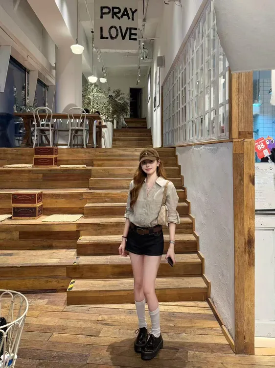 法式薄款长袖衬衫2025夏季新款透气宽松中长款衬衣百搭牛仔短裤