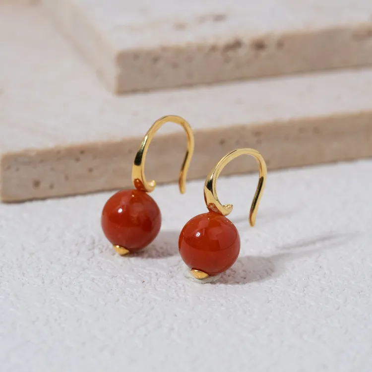 【富果】南红耳钩925（天然珠宝多样性发其一）