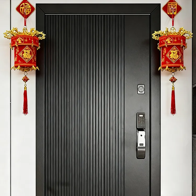 挂件装饰品年画新大号中式宫灯六角龙可折叠绒