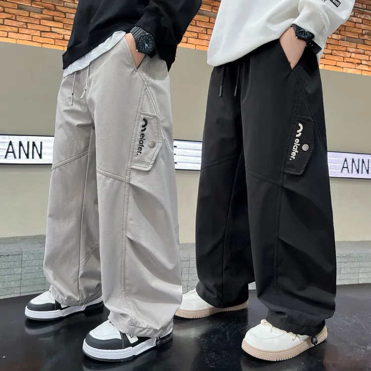 男童工装裤长裤春秋款2025新款大童男孩裤子儿童秋装直筒休闲帅潮