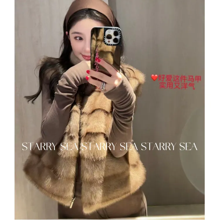 PP 琥珀千金 立领仿貂皮马甲气质保暖无袖毛毛外套#PP0315SY