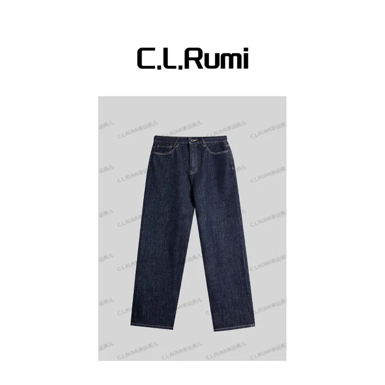 【Rumi精选】“加州牛仔”25加绒加厚休闲百搭直筒法棍牛仔裤7263kz