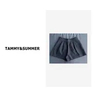 【Tammy&Summer】羊毛混纺时尚松紧腰毛呢深色褶皱休闲短裤829062