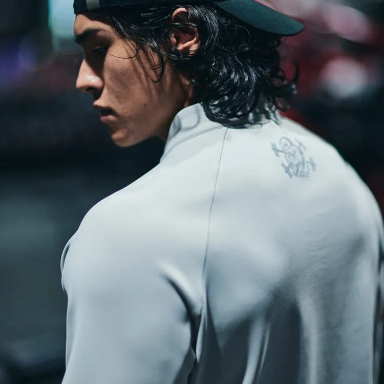 肌肉狗 健身运动长袖男秋季美式宽松半拉链户外休闲T恤运动训练服