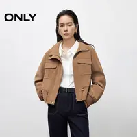 ONLY2025秋季新款工装风口袋短款显瘦直筒PU夹克外套女|1254PU008