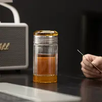 高档泡花茶玻璃水杯小巧女迷你双层便携高颜值水晶钻石随手耐高温