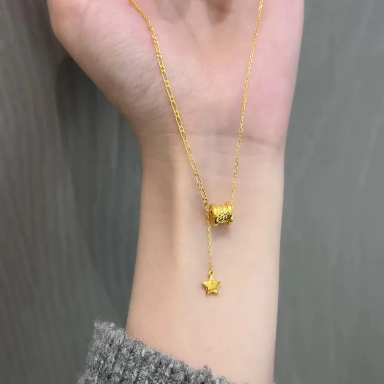 铜合金项链 小众轻奢小蛮腰五角星星吊坠AB链项链女新款时尚项链 