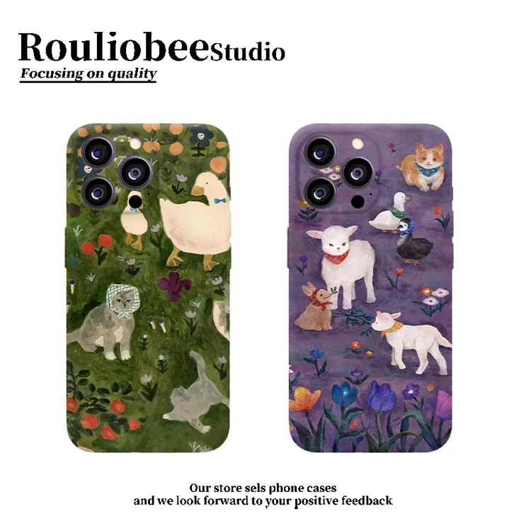 青草地水墨鸭适用苹果17菲林手机壳iPhone16华为P80oppo小米vivo