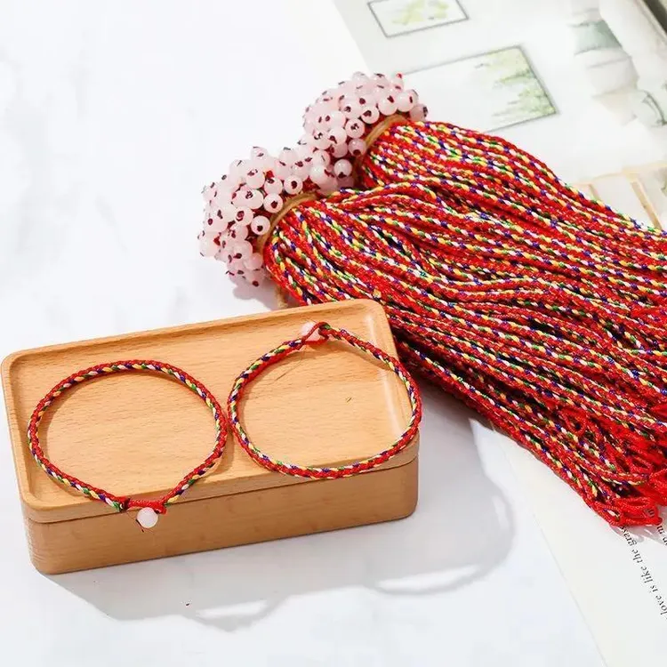 非金属布艺手链 绳编织绳红本命年手链手工转运红绳彩色五彩绳