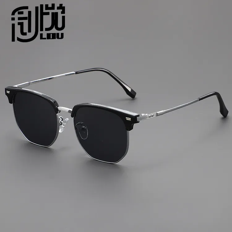 斯文半框墨镜男近视可配度数防紫外线潮流开车遮阳太阳镜司机眼镜