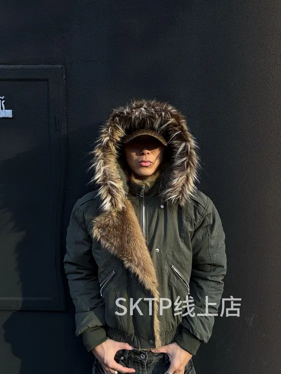 SKATEPARK“暗裔”多形态可拆卸毛领帽檐冬季棉服外套座山雕连帽
