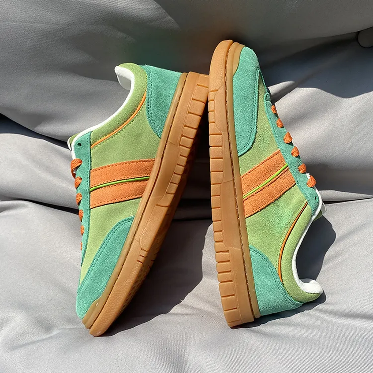 秋季时尚男鞋潮流潮鞋低帮韩版拼色浅绿色校园风运动鞋学生情侣鞋