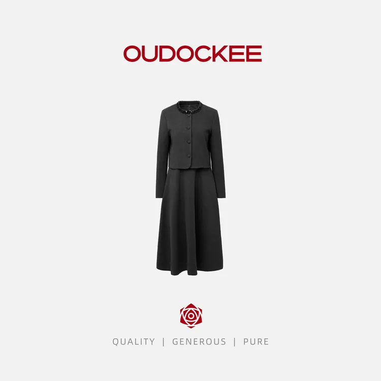 OUDOCKEE 鸥鸥【贵千金】小香风外套气质连衣裙两件套 EACE749T
