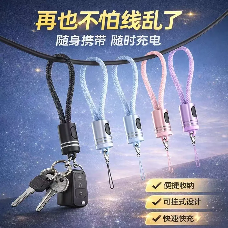 速熊短款60W便携数据线超级快充数据线挂绳手机挂绳适用苹果华为