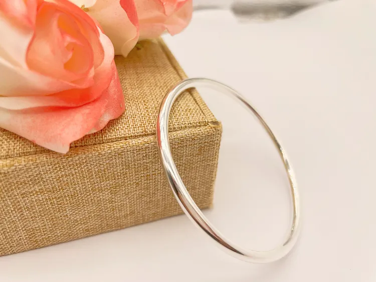 足银手镯 〖锐鸣银阁〗亮面素圈手镯时尚经典气质百搭素款光面简约