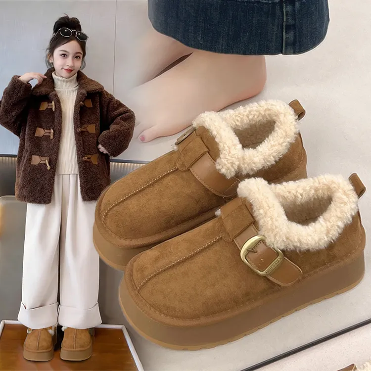女童棉鞋2025冬季新款儿童时尚加绒勃肯鞋子中大童保暖休闲雪地靴