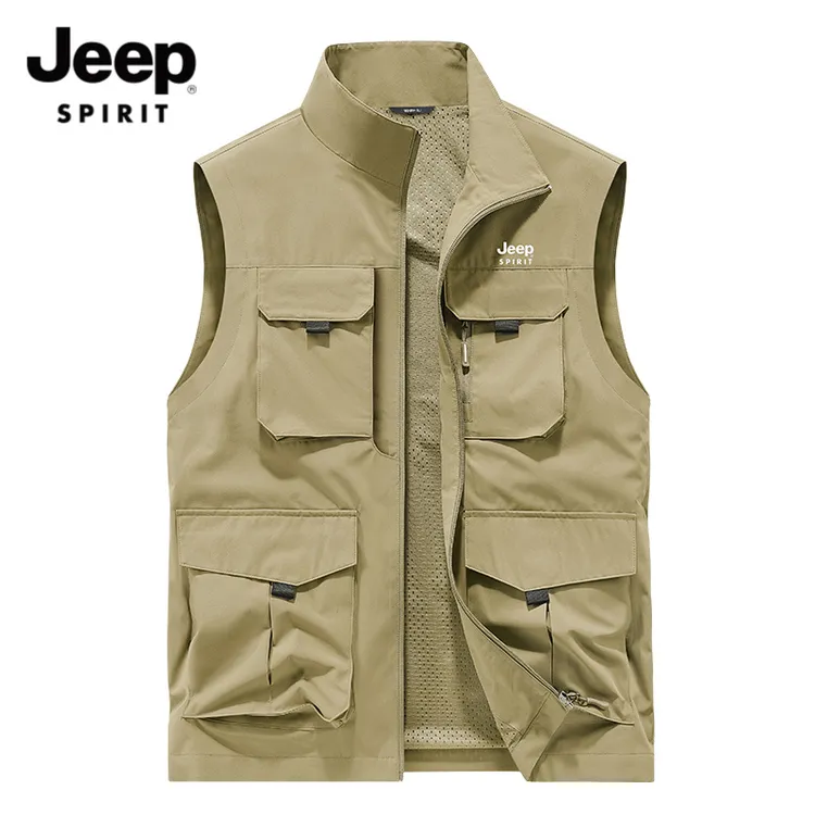 JEEP吉普工装口袋男士马甲夏季钓鱼休闲摄影户外速干背心外套坎肩