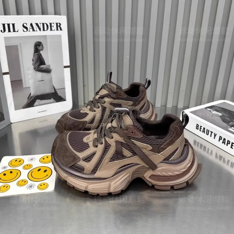 欧洲站厚底网面老爹鞋女2025秋冬新款系带松糕增高休闲加棉运动鞋