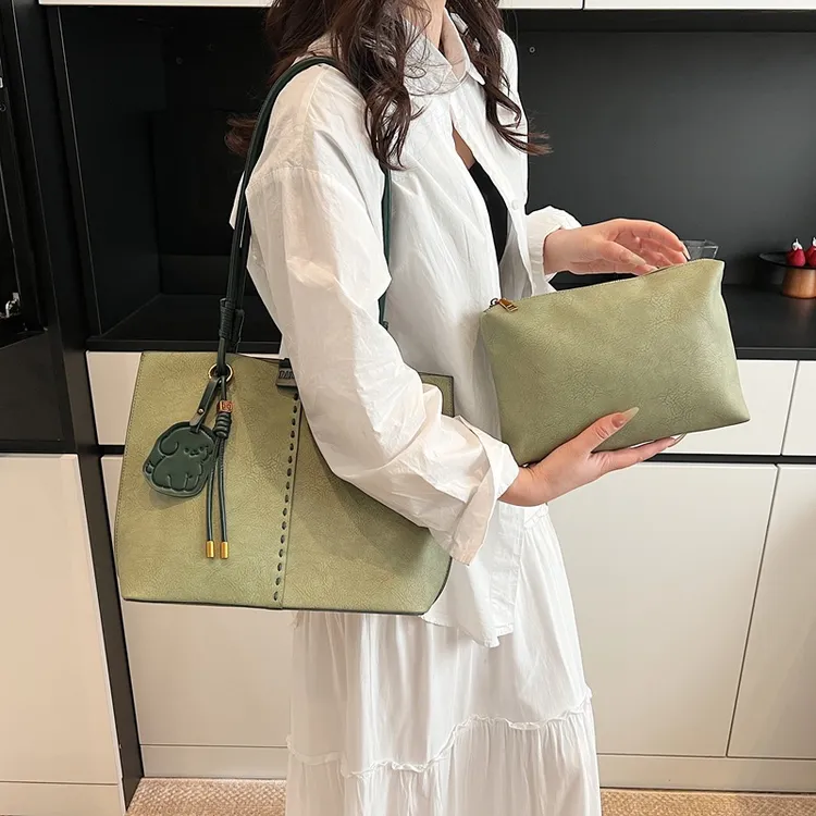 复古大容量包女2025新款潮时尚韩式托特包质感简约单肩通勤包A023