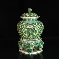 清代・素三彩佛前供器【古董拍卖】