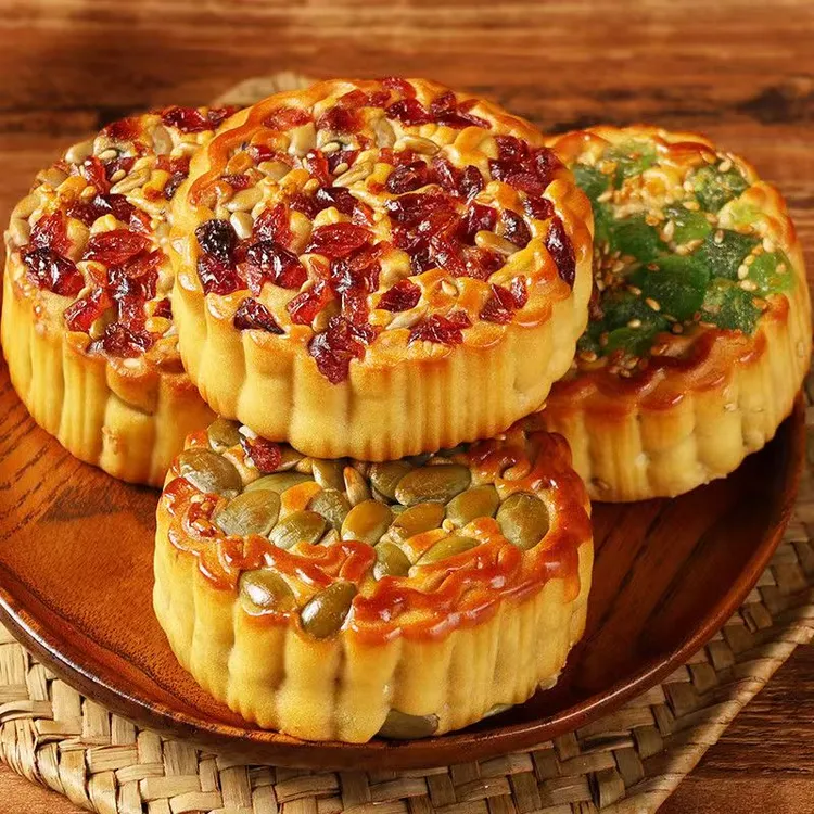 【现做现发】坚果果仁五仁传统月饼蔓越莓蜜饯果仁中秋月饼送礼厂家