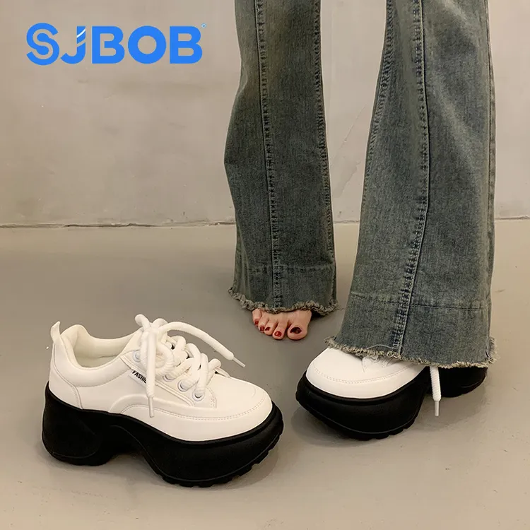 SJBOB松糕厚底老爹鞋女2025秋季新款chic百搭增高休闲运动小白鞋