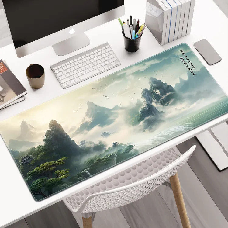 超大号国风山水电脑书桌垫宿舍防滑键盘垫风景专用电竞游戏鼠标垫