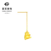 菜百动物园背影系列黄金熊猫耳钉女新款足金熊猫耳线耳饰