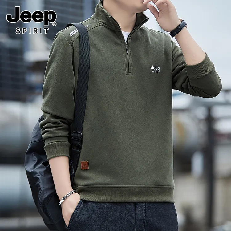 JEEPSPIRIT吉普卫衣立领半拉链男春秋季新款休闲套头长袖大码上衣