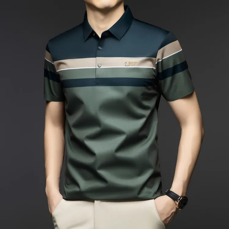 中年短袖夏季T恤男士商务休闲polo衫男款上衣透气时尚男装