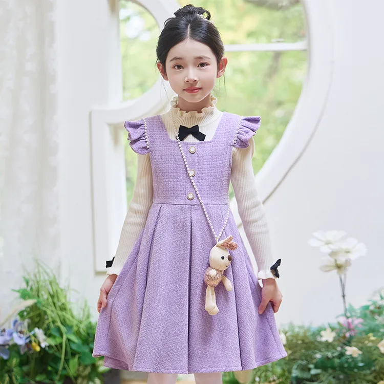 女童小香风套装裙秋冬2025新款洋气儿童网红连衣裙冬装女孩公主裙
