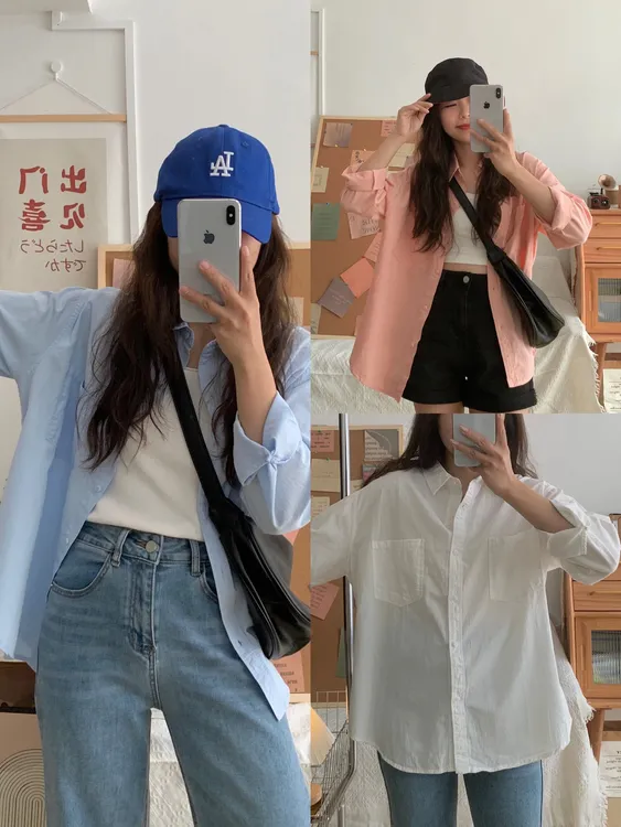 运费补贴/蓝酱酱小个子女装 简约口袋纯色休闲衬衫小众垂感长袖