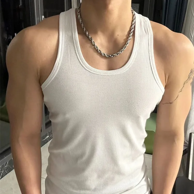 纯棉背心男运动健身紧身修身打底弹力无袖跨栏内穿夏季两根筋汗衫