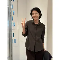 LANGQING 知性通勤风羊毛混纺长袖衬衫46881#