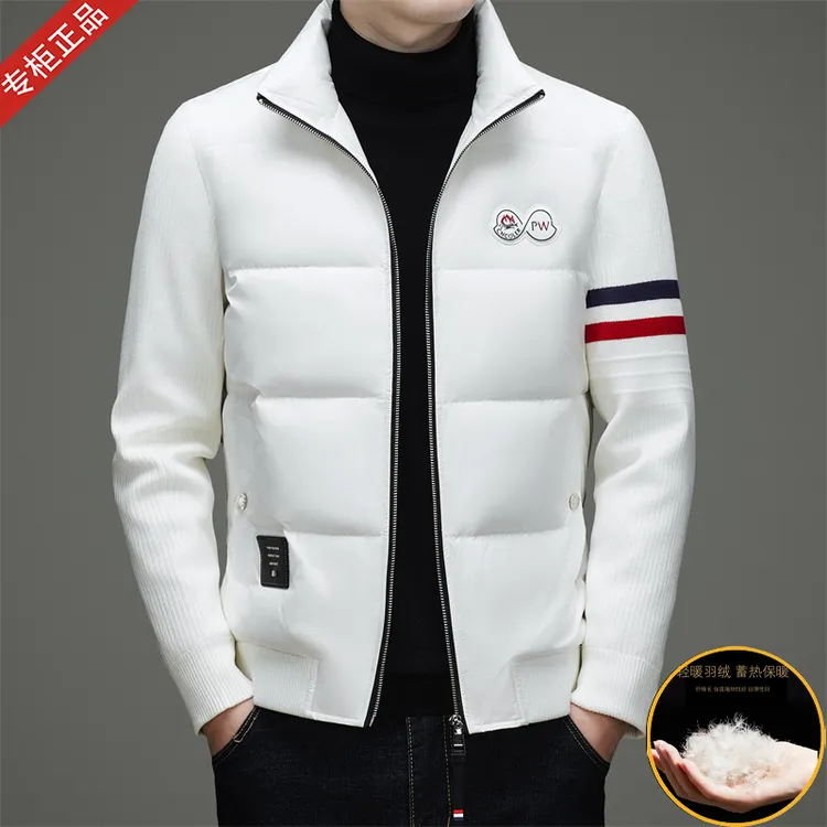 2025冬季新款时尚潮流短款立领羽绒服男商务休闲拼色85白鸭绒外套