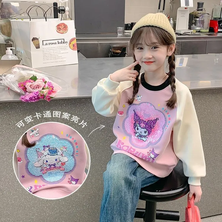 女童卫衣秋冬款2025新款洋气时尚童装潮流女童加绒衣服儿童上衣