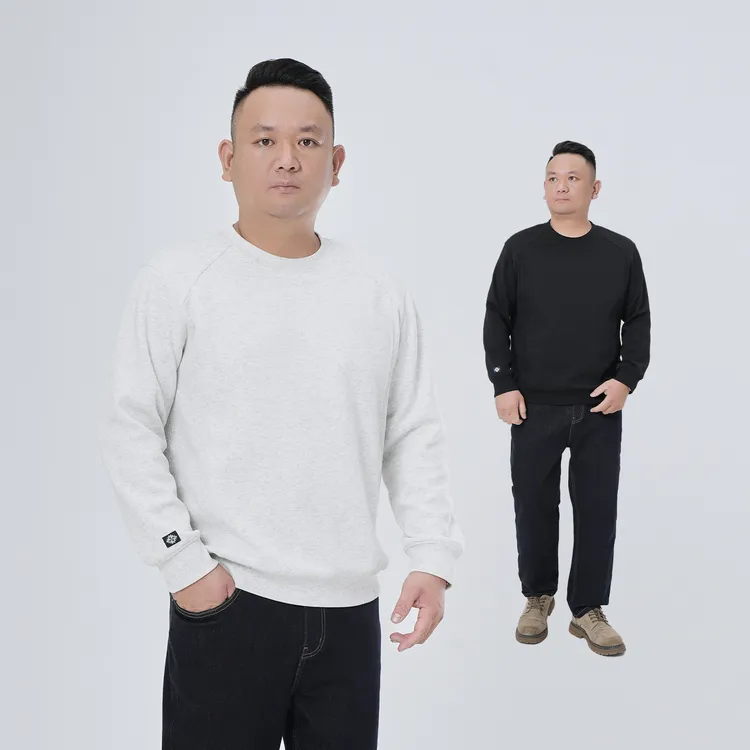 秋季原创罗纹拼接卫衣百搭宽松圆领外套男士高级感长袖打底衫9370