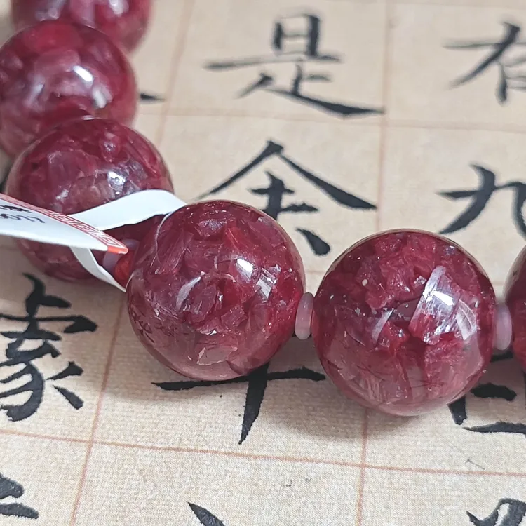 天然辰砂天然辰砂10/12mm朱砂三号井高透晶体砂顶货大颗粒手串