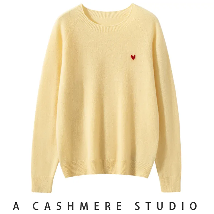 新款一线无缝爱心圆领洋气时尚爆款山羊绒打底衫