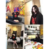 慵懒宽松设计感KT印花套头卫衣女松驰感显瘦上衣Z  9534#