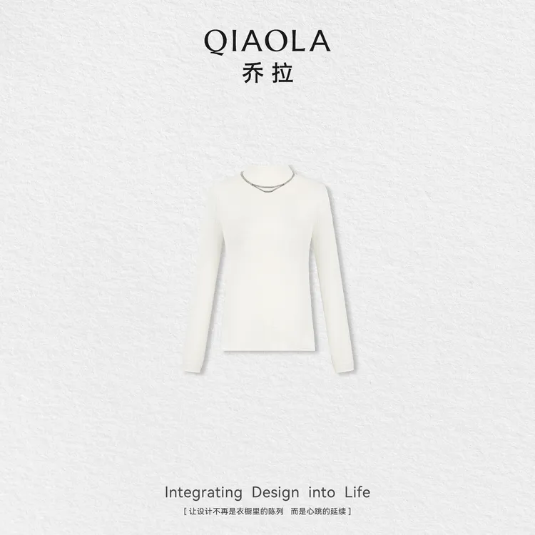 QIAOLA/乔拉【黑金搭档】秋季羊毛精纺半高领百搭显瘦气质上衣预售