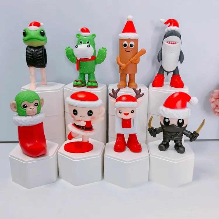 跨境山海经圣诞系列木棍人套装潮玩搞怪手办爆款儿童玩具盲盒摆件