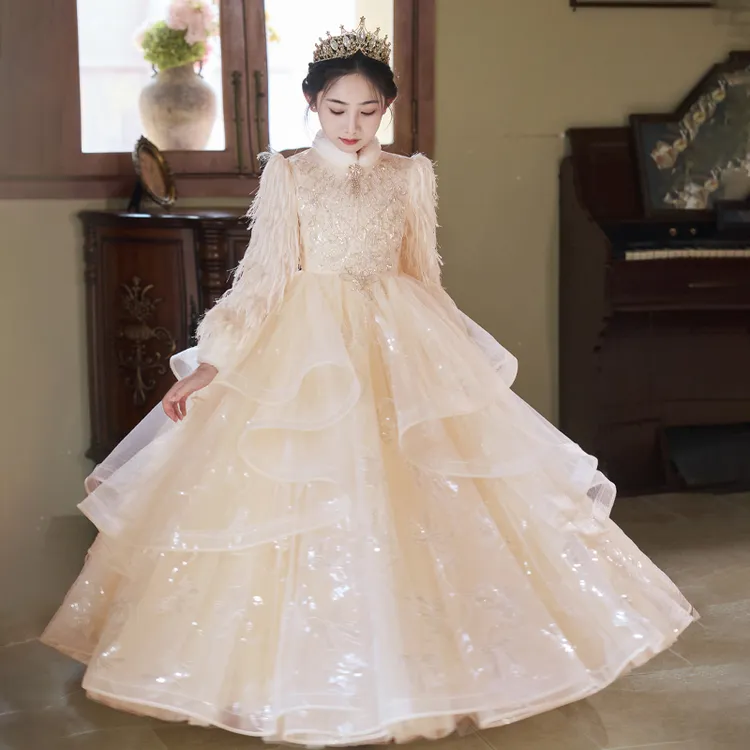 女童礼服高端轻奢小众儿童生日公主裙女孩主持人钢琴演奏冬季演出