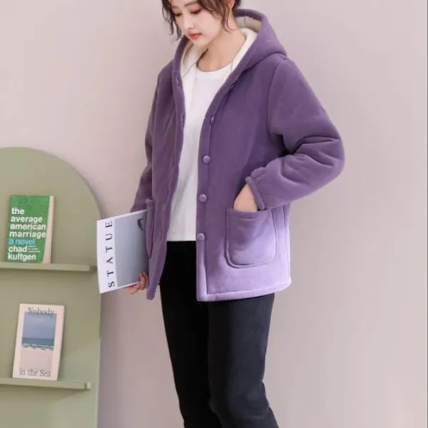 （娟直播）单件连帽带扣海豚绒加厚加绒保暖可外穿秋冬家居服