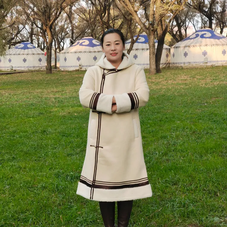 蒙古族民族冬季保暖民族风袍子【白】