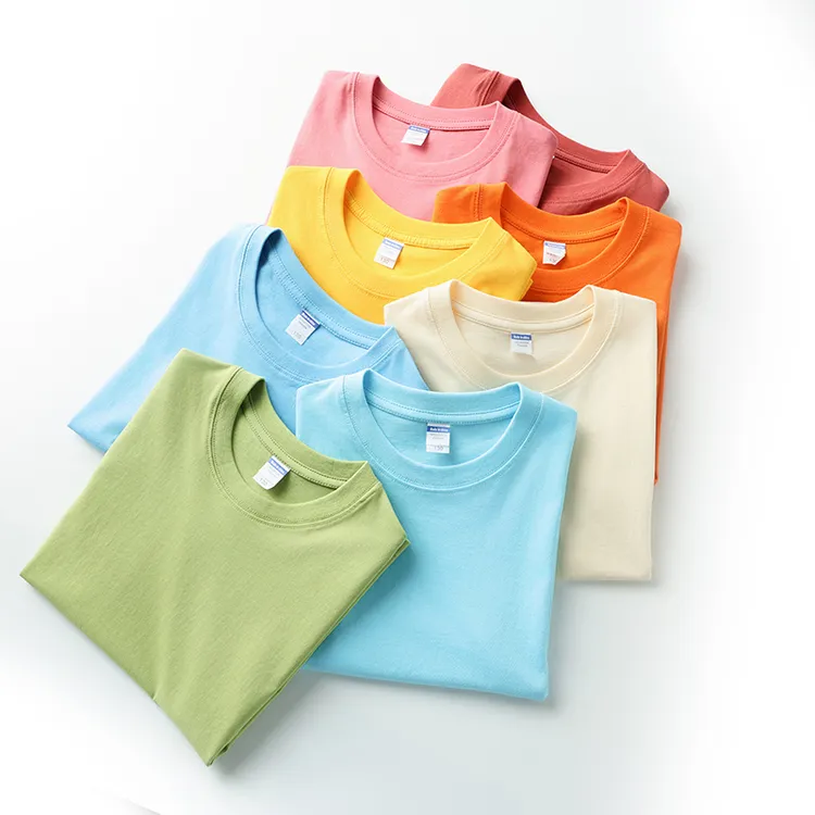 儿童100%纯棉短袖T恤圆领中大童男女宝宝上衣透气套头毛衣打底衫