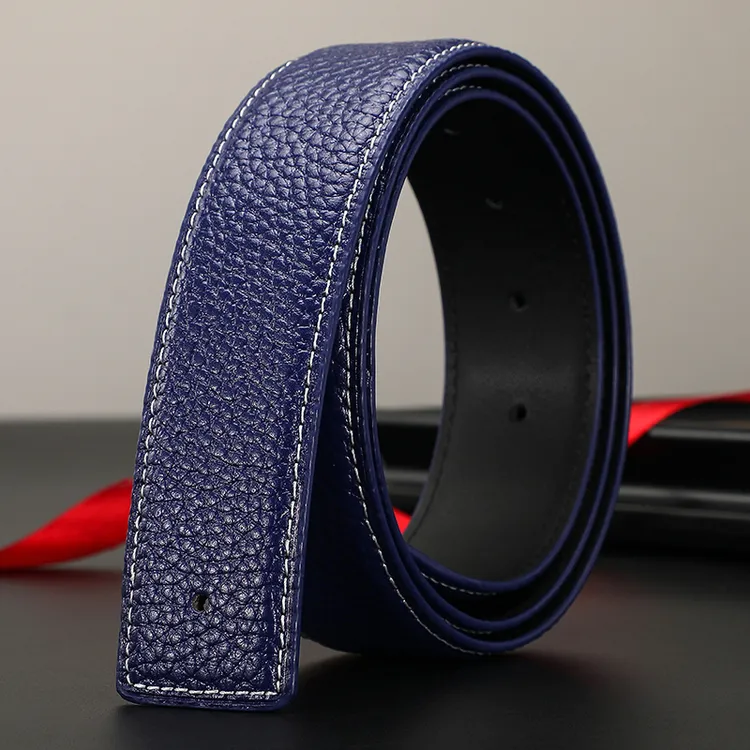 牛皮裤带不带扣适用于爱马皮带不带头男款真皮平滑扣h腰带男款