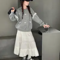 【Maila童装】女童甜美白色蝴蝶卫衣春秋洋气上衣半身裙两件套装