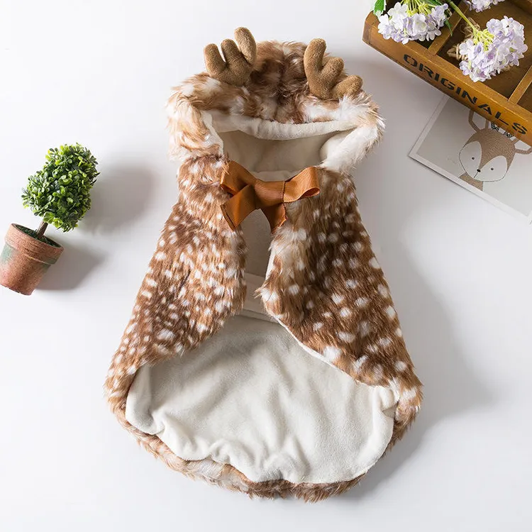 宠物小鹿斗篷披风可爱披肩小型犬狗狗猫咪衣服装饰圣诞节冬装